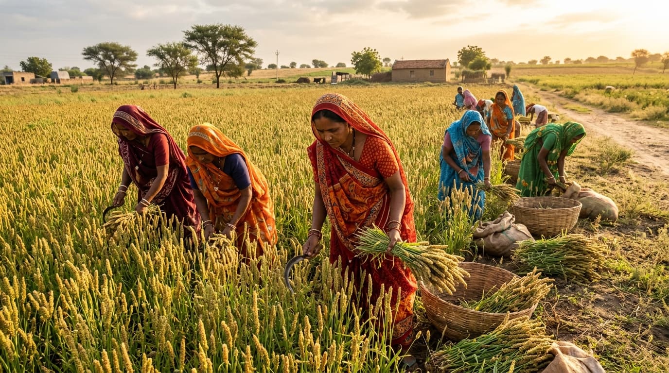 Authentic Plantago ovata psyllium harvest field in Gujarat India