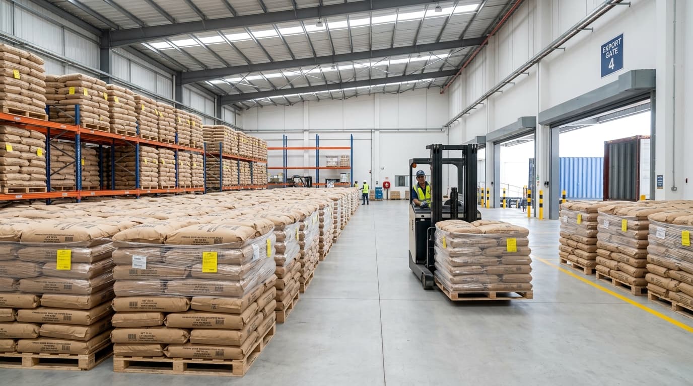 Seaworthy B2B Psyllium export packaging and warehouse pallets