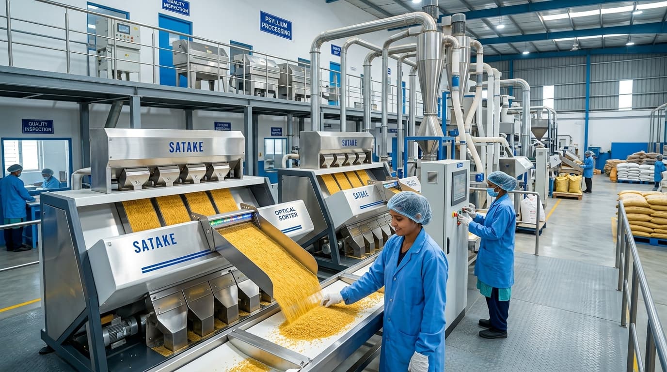 Modern clean Sortex optical cleaning and pneumatic aspiration plant